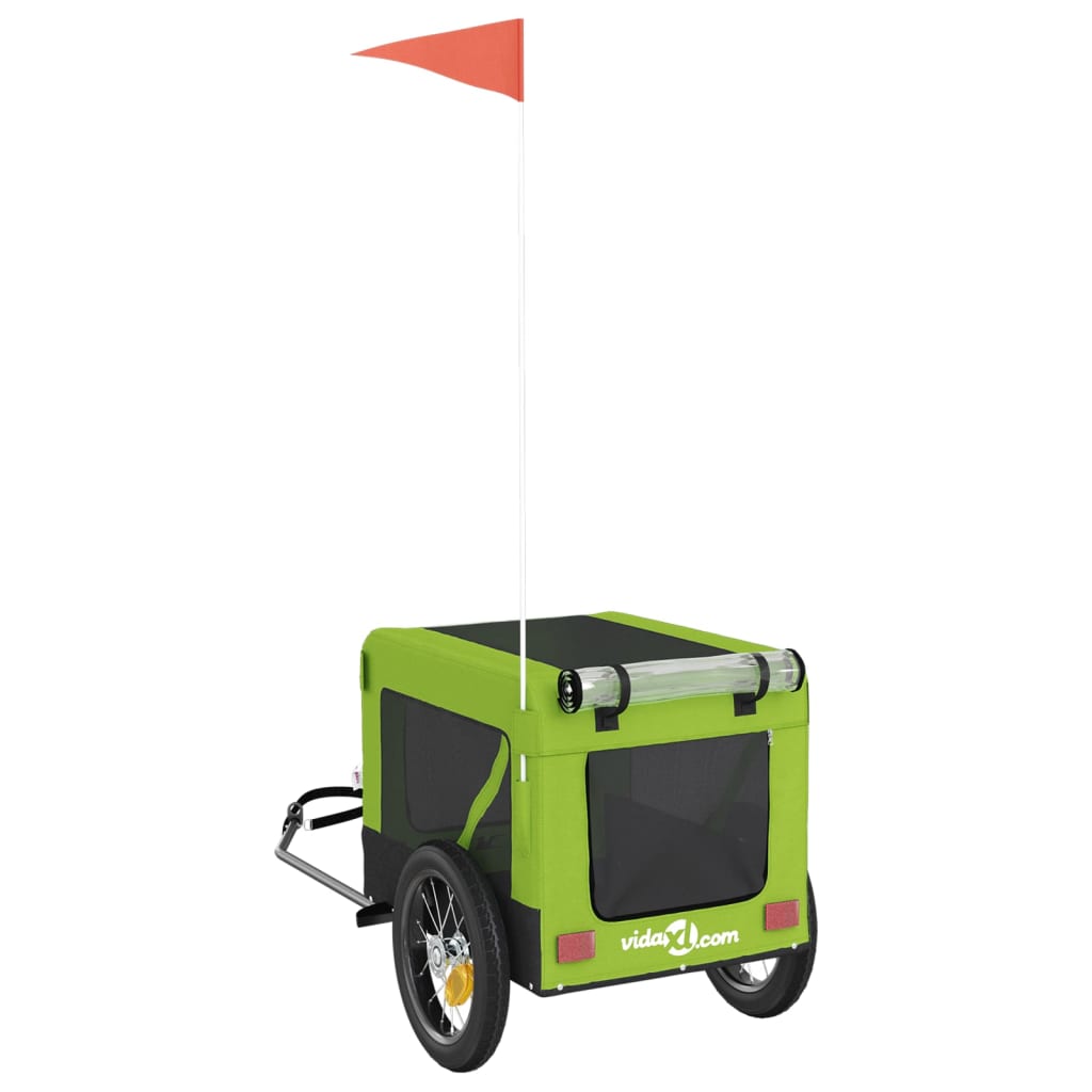 Reboque de bicicleta p/ animais tecido oxford/ferro verde/preto