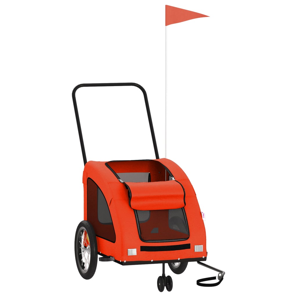 Reboque bicicleta p/ animais tecido oxford/ferro laranja