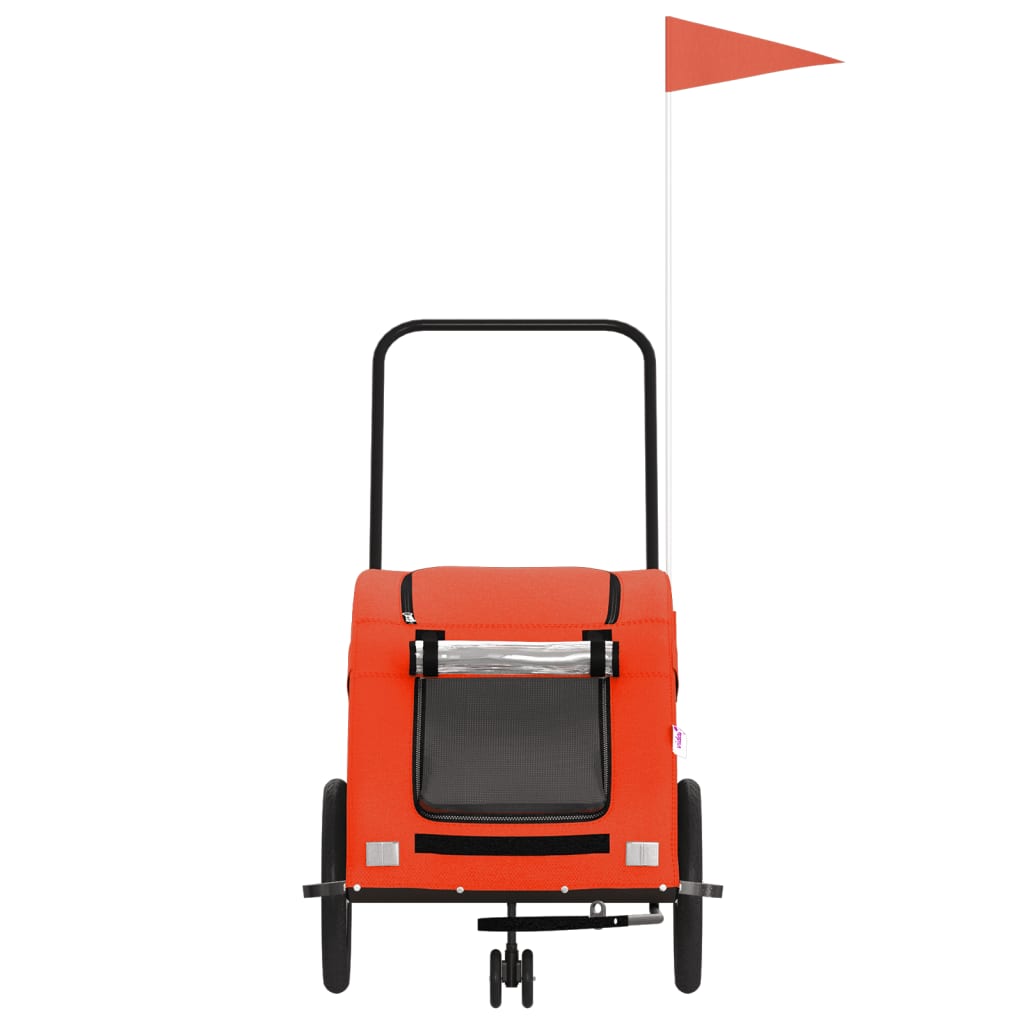 Reboque bicicleta p/ animais tecido oxford/ferro laranja