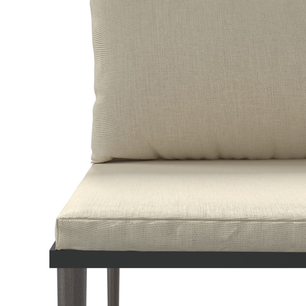 3 pcs conjunto lounge de jardim c/ almofadões vime PE cinzento