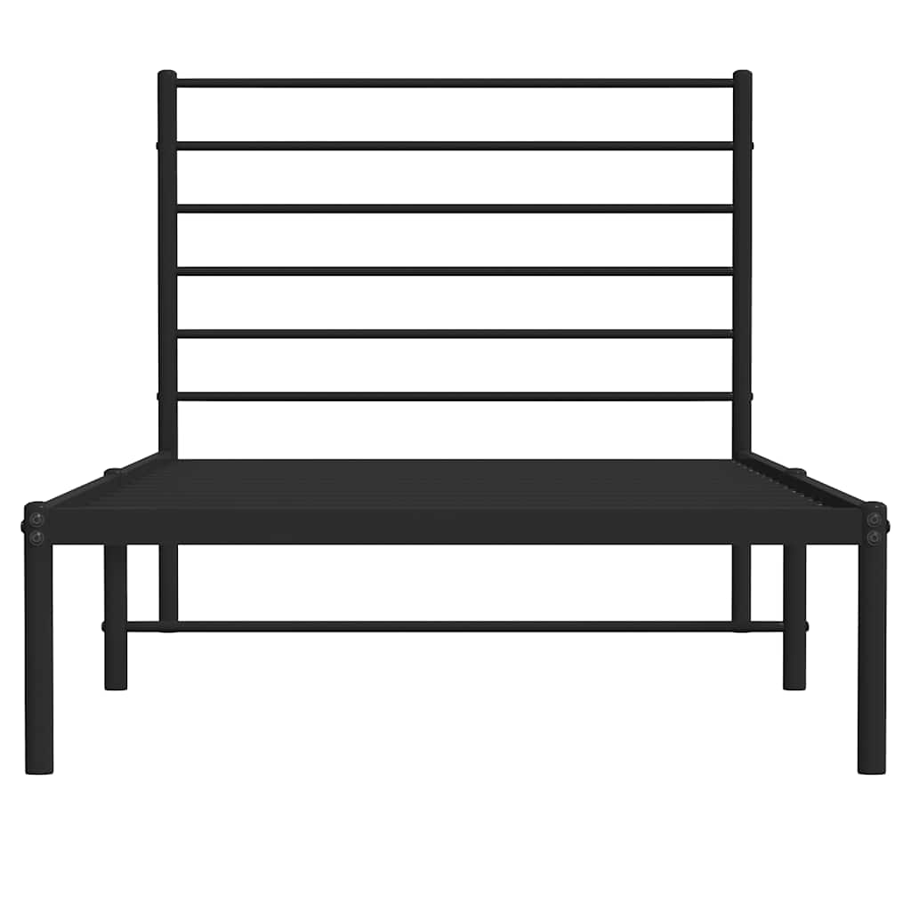 Estrutura de cama com cabeceira 100x190 cm metal preto