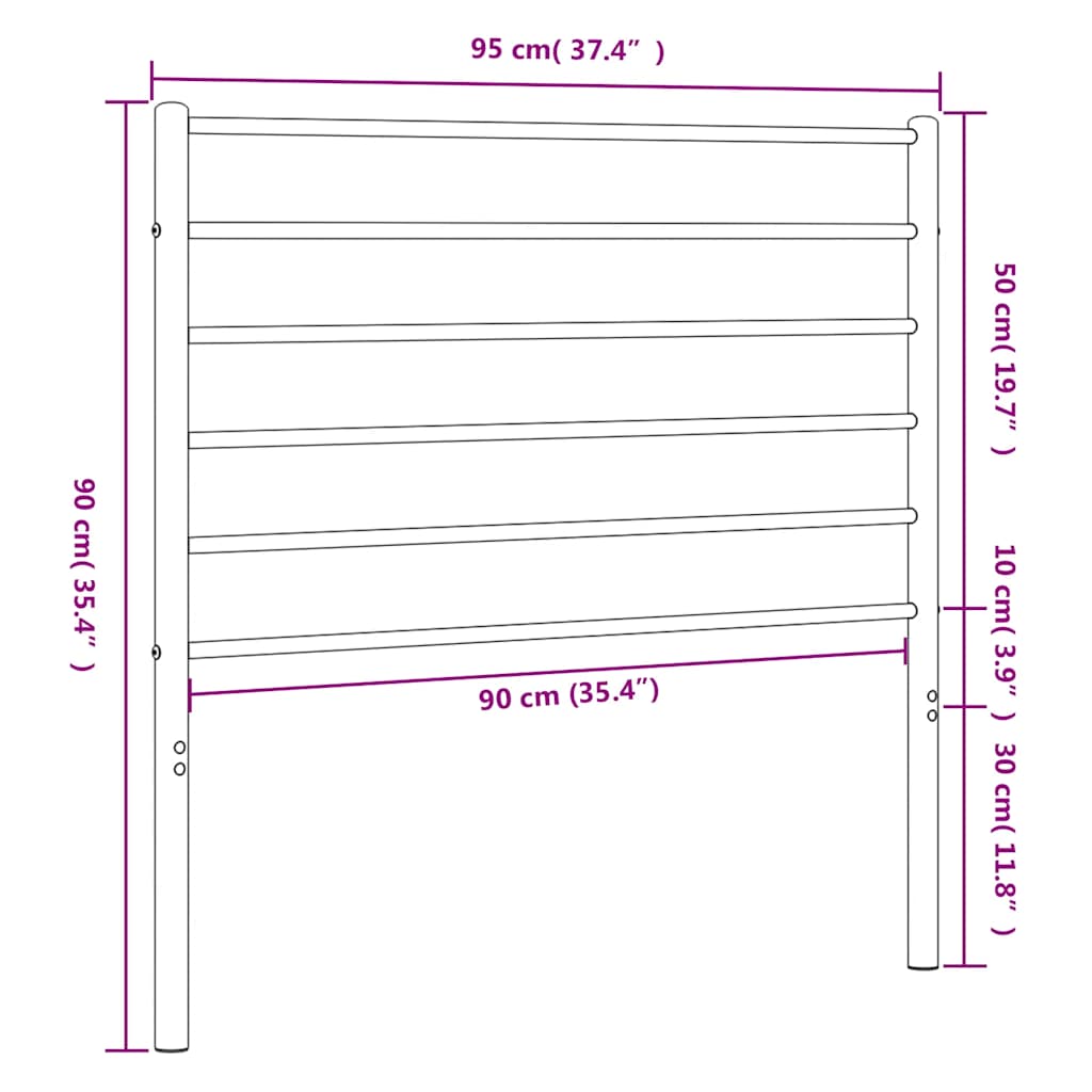 Cabeceira de cama 90 cm metal preto