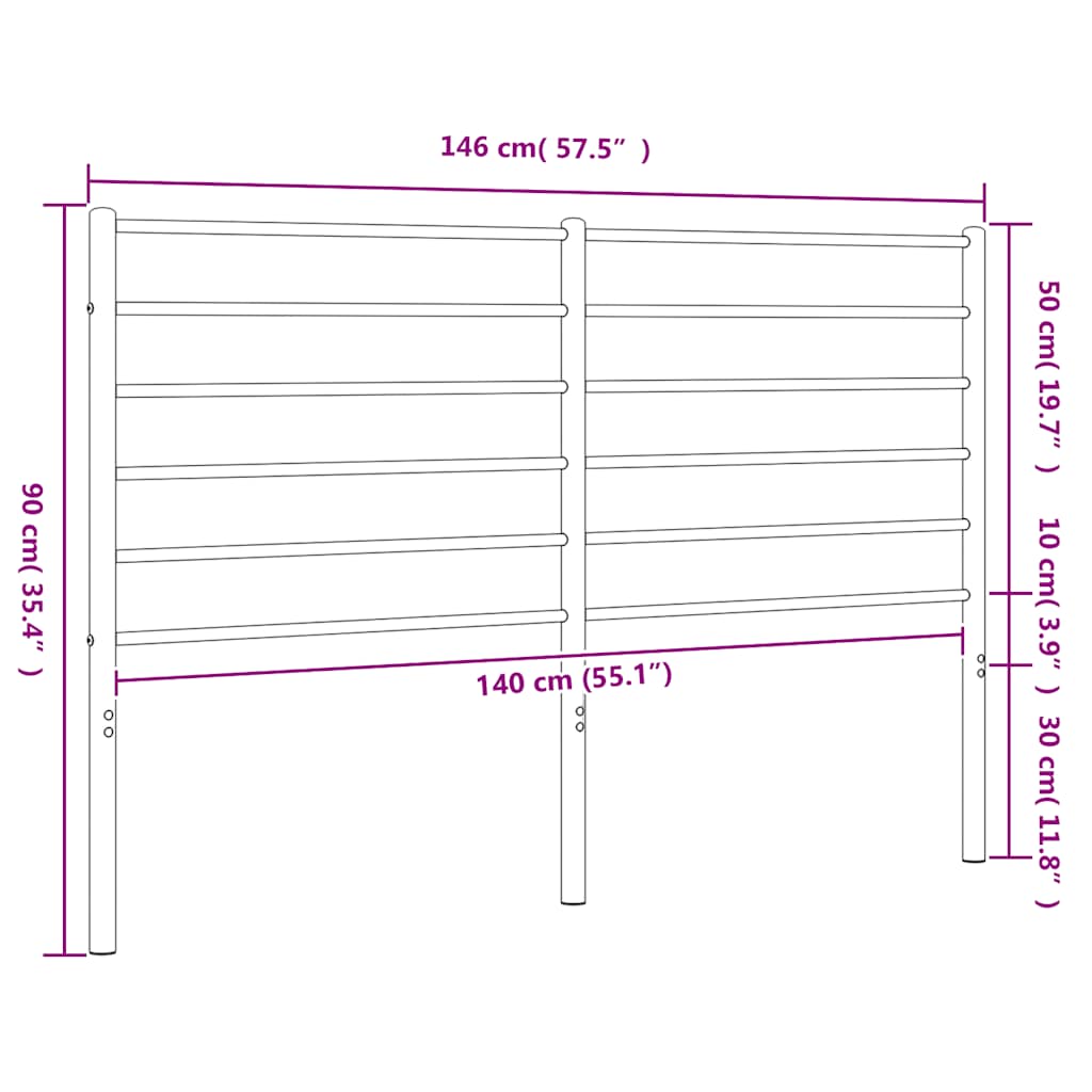 Cabeceira de cama 140 cm metal preto
