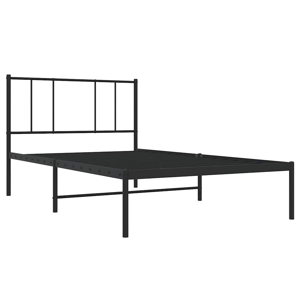 Estrutura de cama metal s/ colchão c/ cabeceira 75x190 cm preto