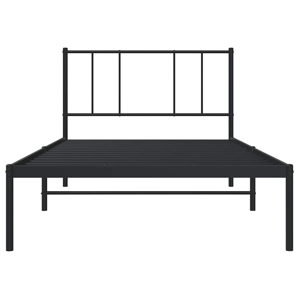 Estrutura de cama metal s/ colchão c/ cabeceira 75x190 cm preto