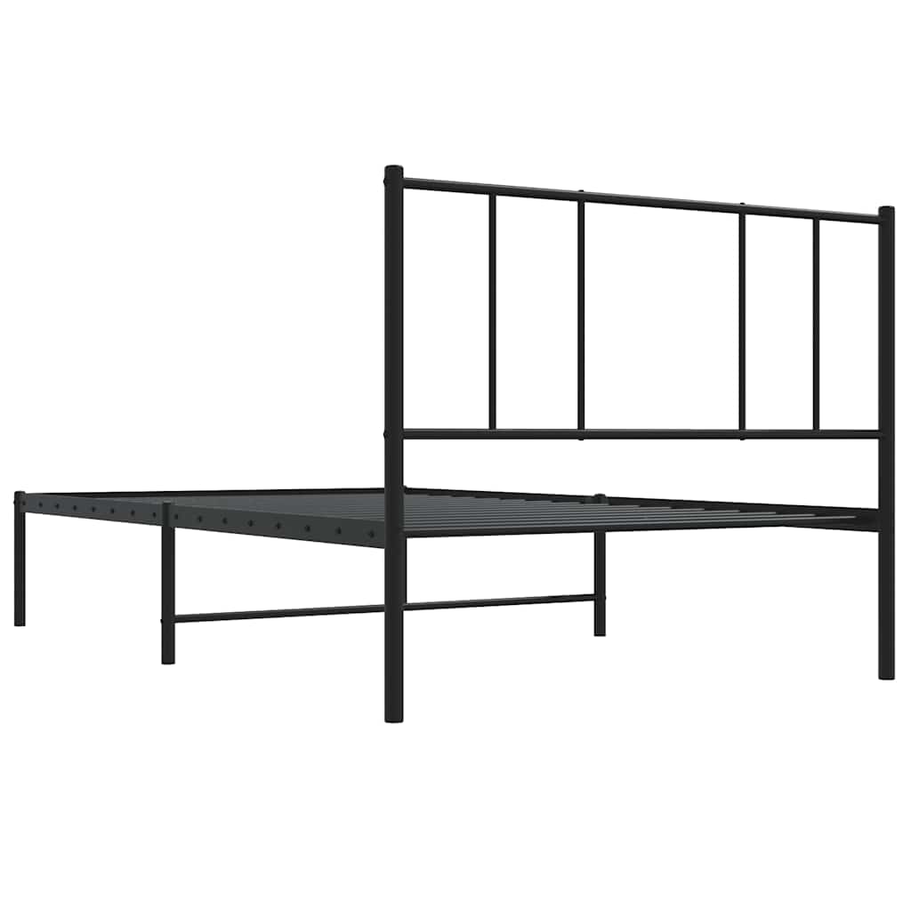 Estrutura de cama metal s/ colchão c/ cabeceira 75x190 cm preto