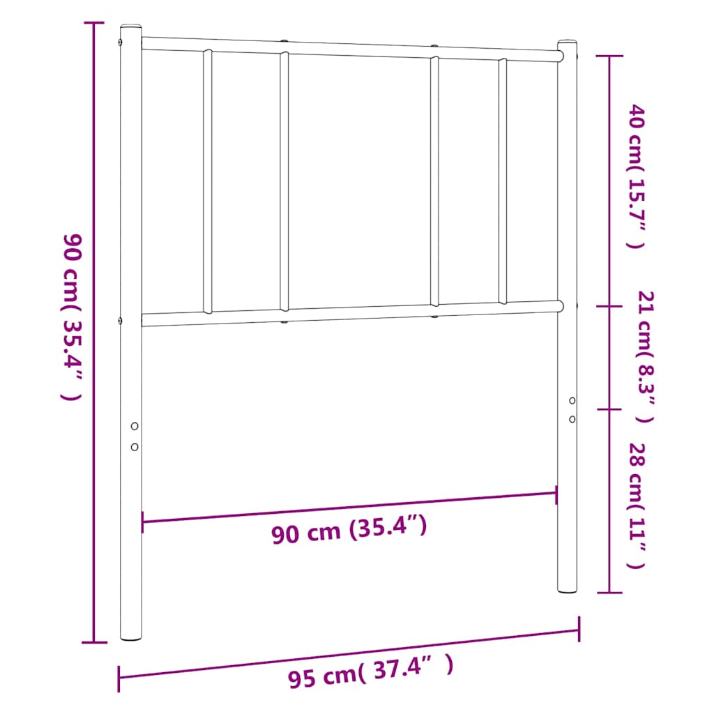 Cabeceira de cama 90 cm metal preto