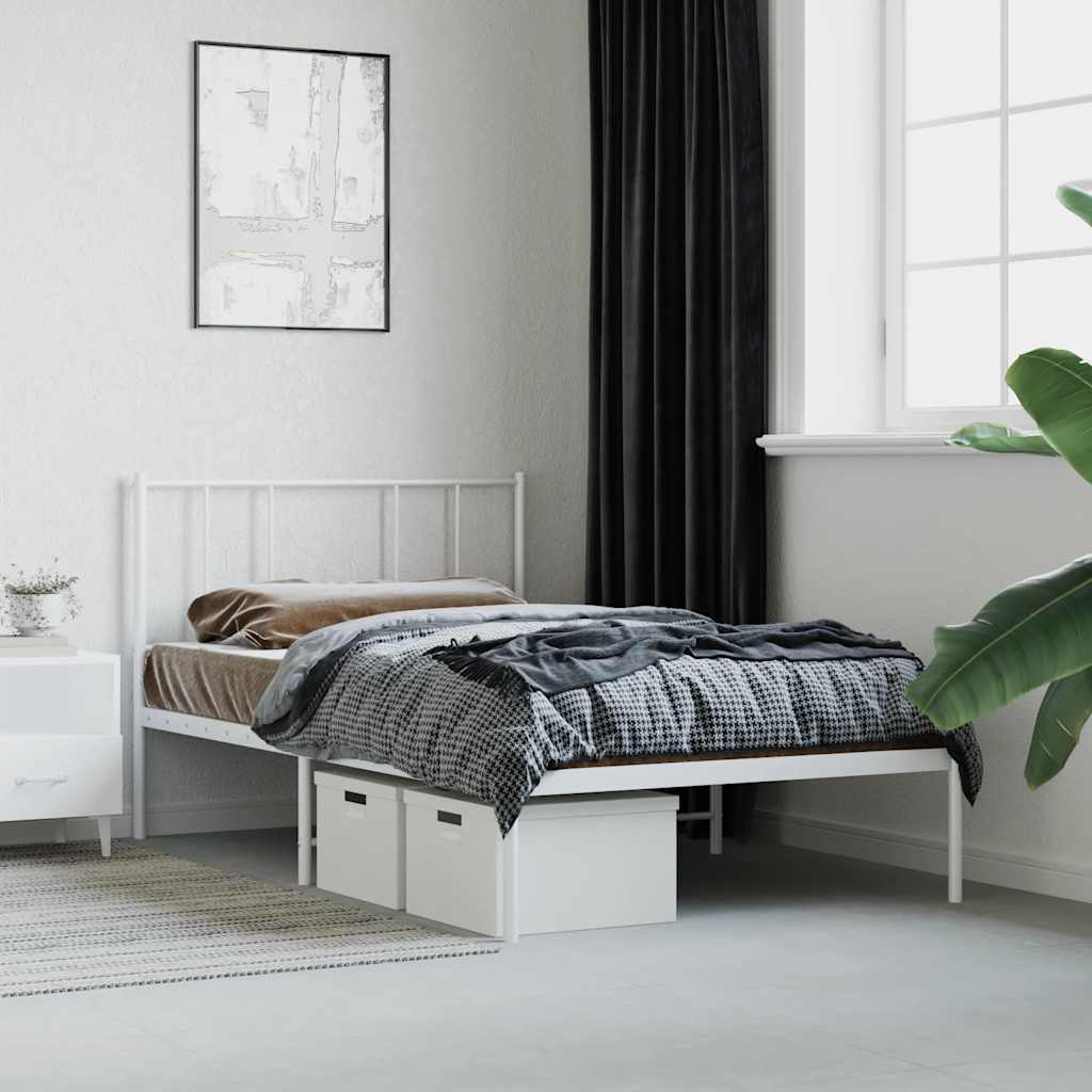 Estrutura de cama sem colchão com cabeceira 75x190 cm branco