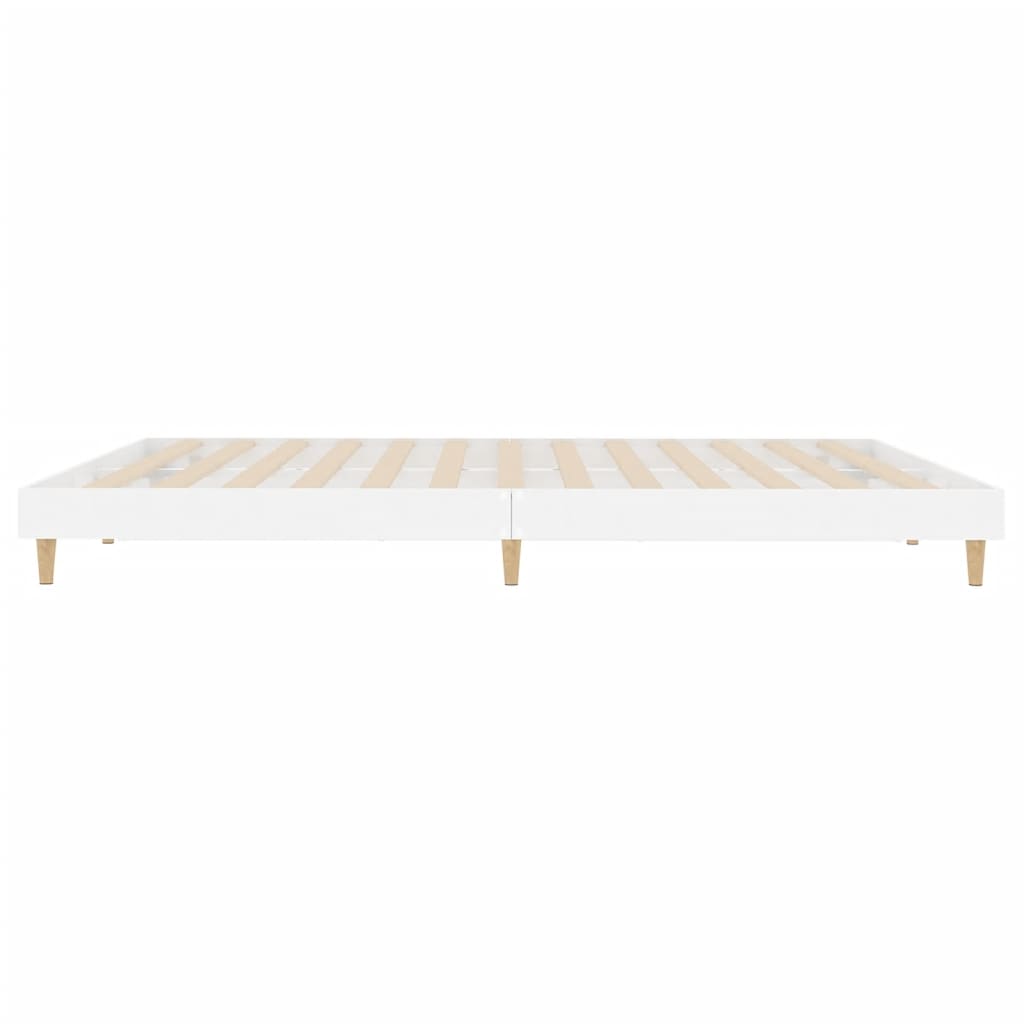 Estrutura de cama 200x200 cm derivados madeira branco brilhante