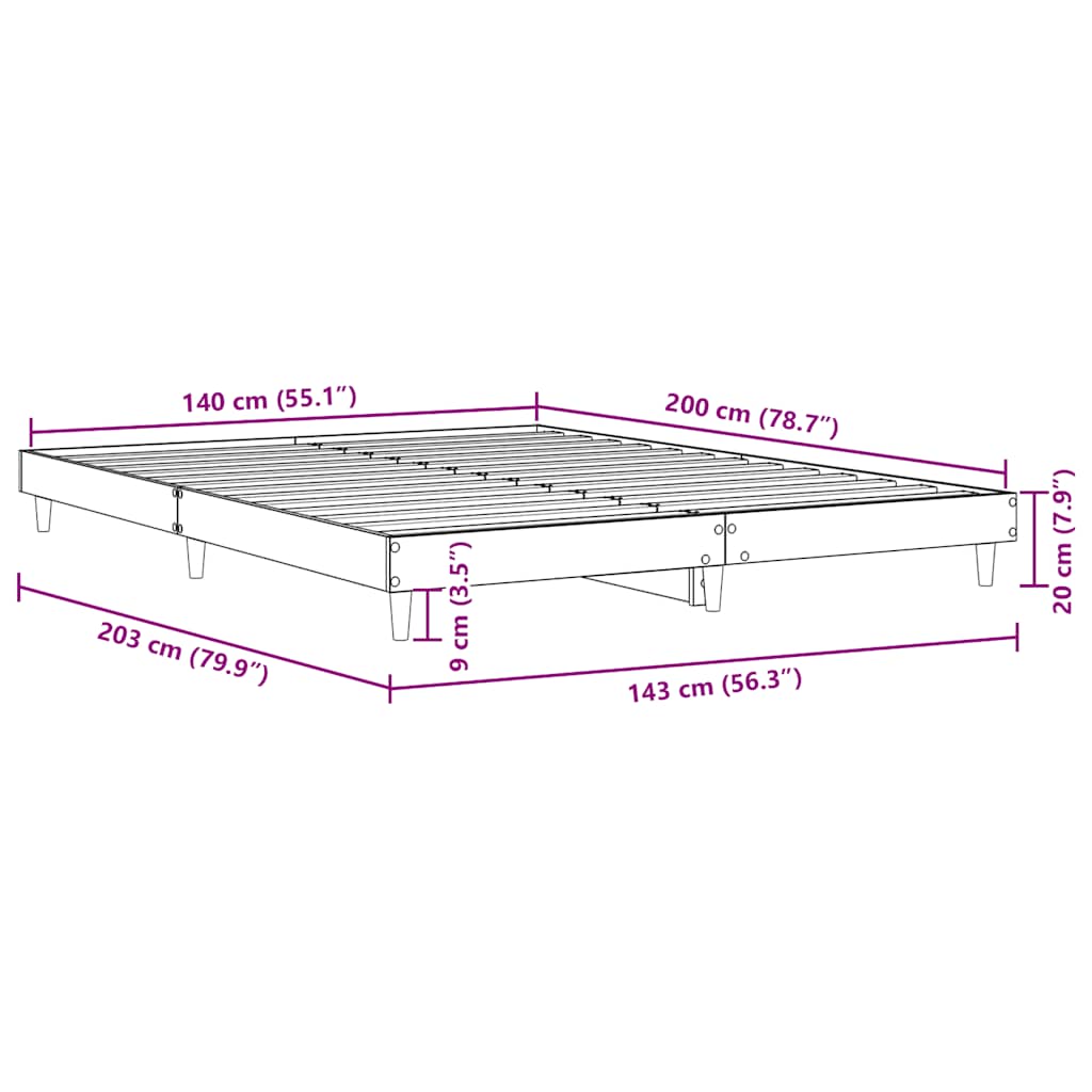 Estrutura cama s/ colchão derivados de madeira carvalho sonoma