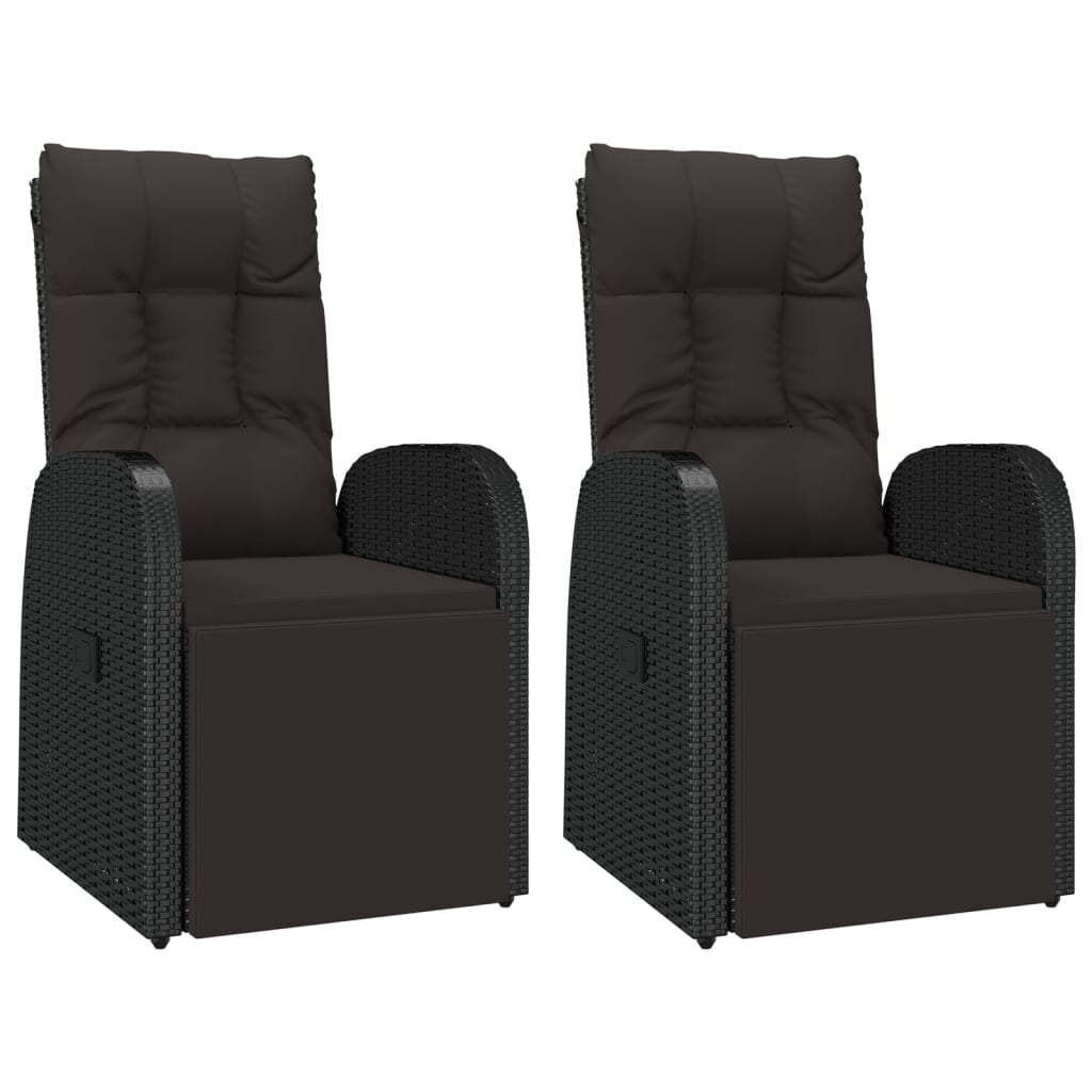 3 pcs conjunto lounge para jardim vime PE/acácia maciça preto