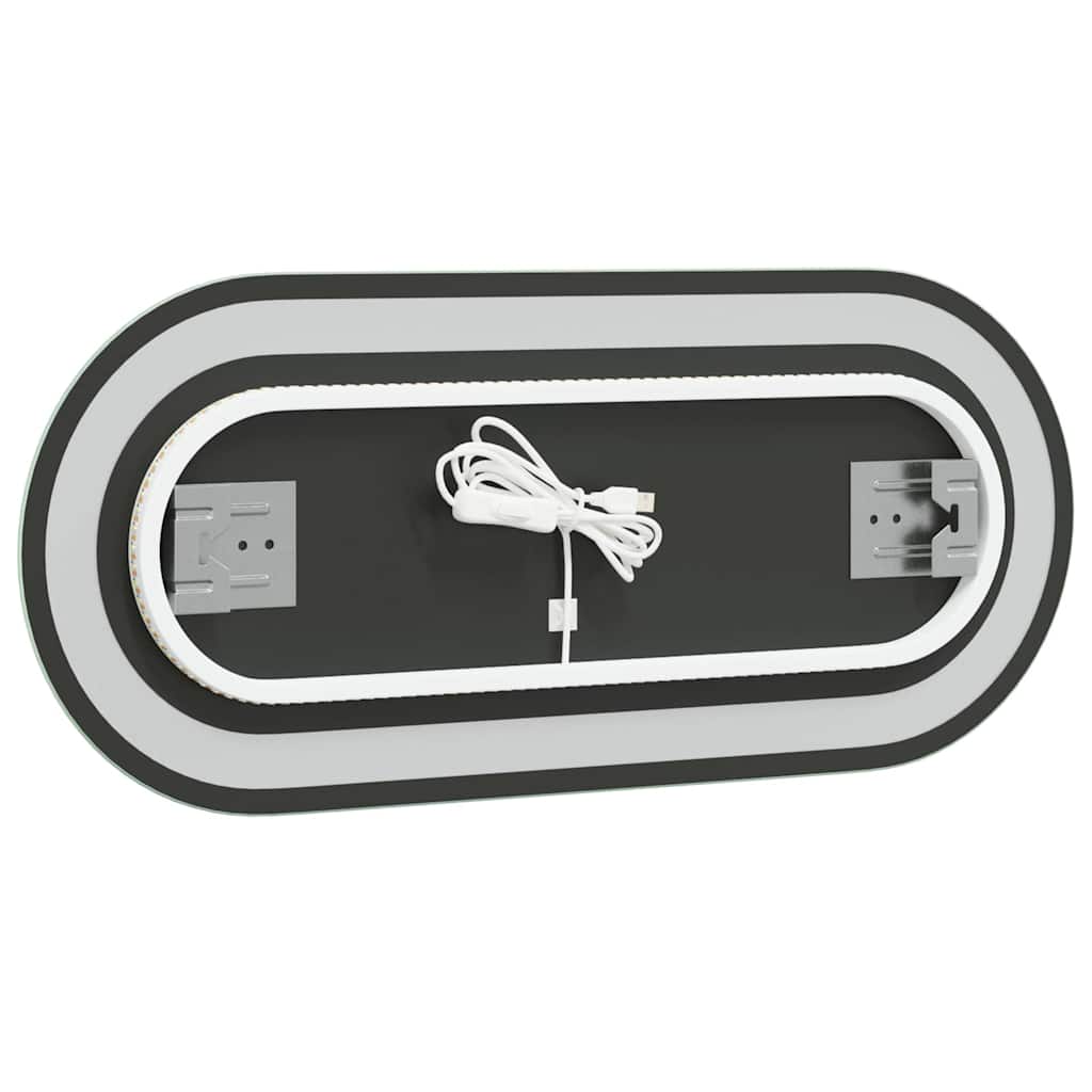 Espelho de casa de banho com luzes LED oval 70x30 cm