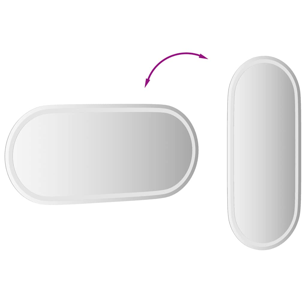 Espelho de casa de banho com luzes LED oval 100x45 cm