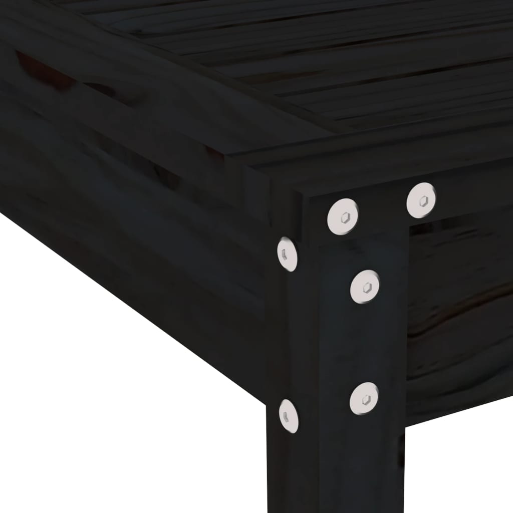 3 pcs conj. bistrô para jardim madeira de pinho maciça preto