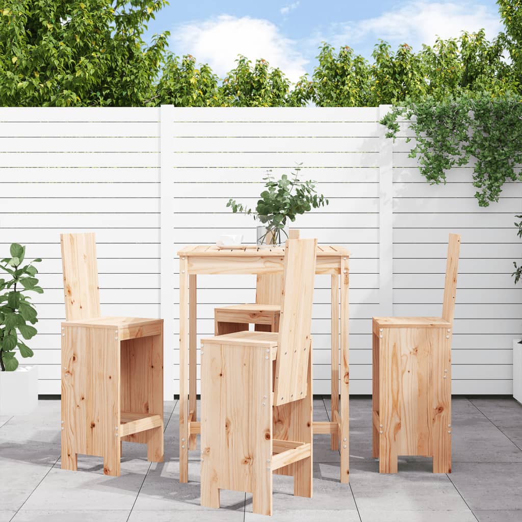 3 pcs conjunto de bar para jardim madeira de pinho maciça