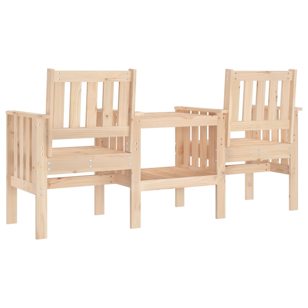 Banco de jardim 2 lugares com mesa pinho maciço branco
