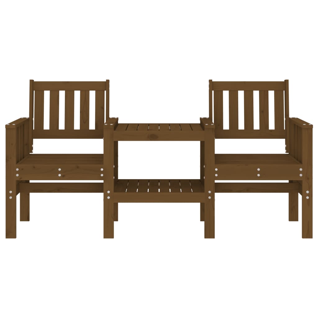 Banco de jardim 2 lugares com mesa pinho maciço branco