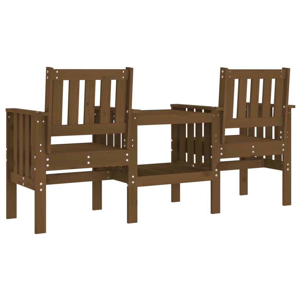 Banco de jardim 2 lugares com mesa pinho maciço branco