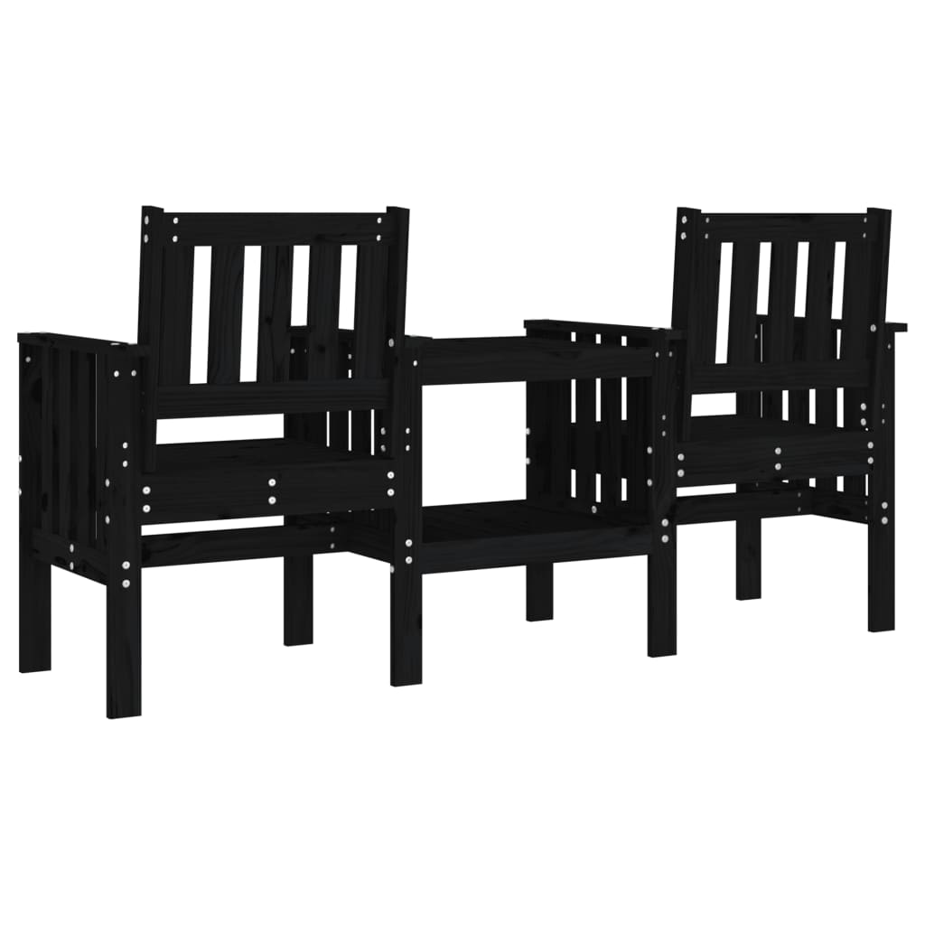 Banco de jardim 2 lugares com mesa pinho maciço branco