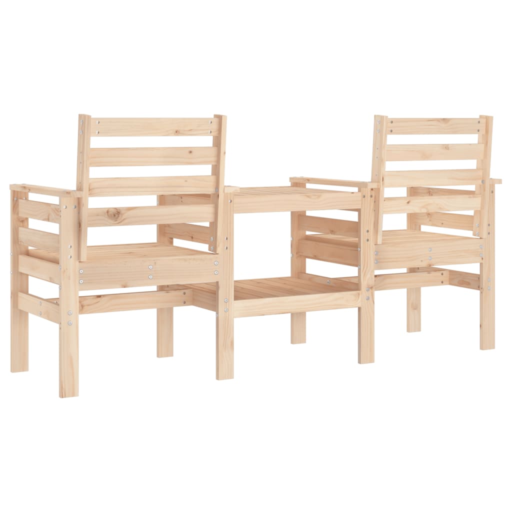 Banco de jardim 2 lugares com mesa pinho maciço branco