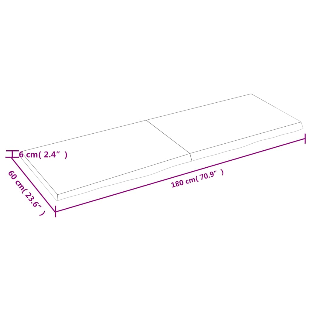 Prateleira de parede 180x60x(2-6)cm carvalho maciço não tratado