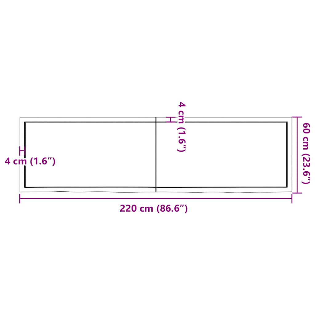Prateleira de parede 220x60x(2-6)cm carvalho maciço não tratado