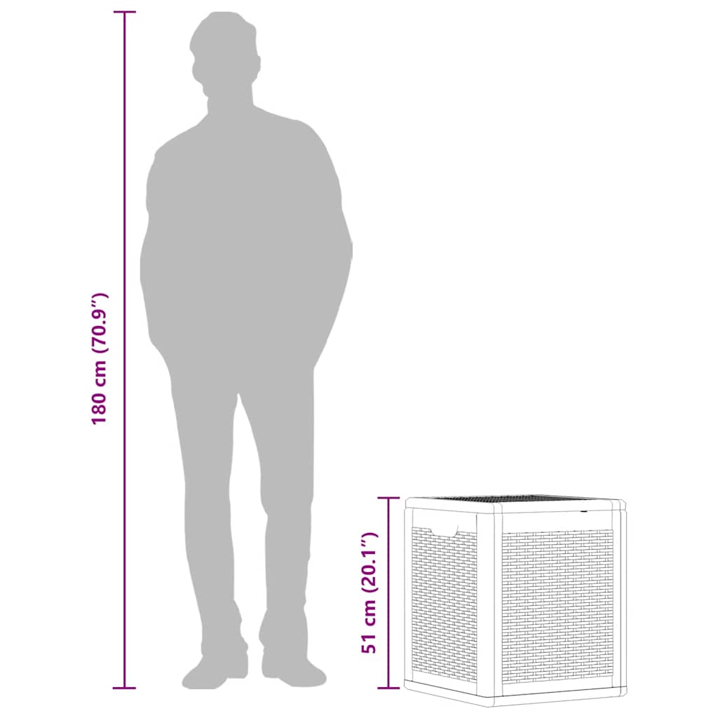 Caixa de arrumação para jardim 90 L vime PP cinzento