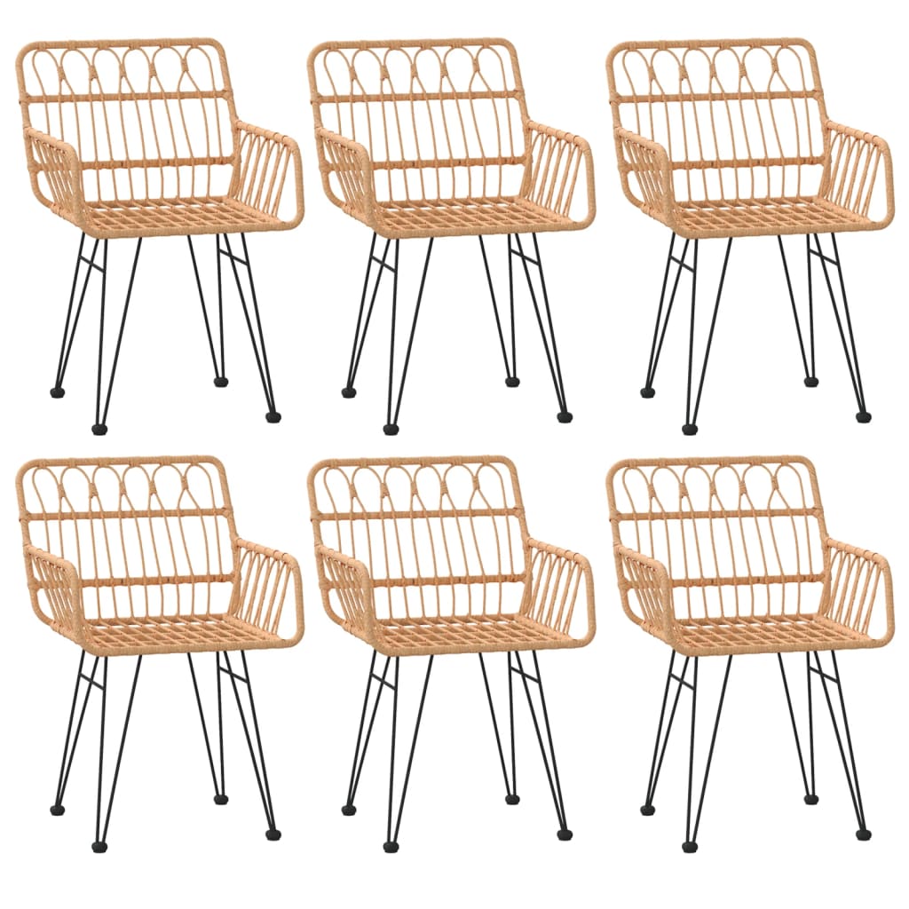 7 pcs conjunto de jantar para jardim vime PE