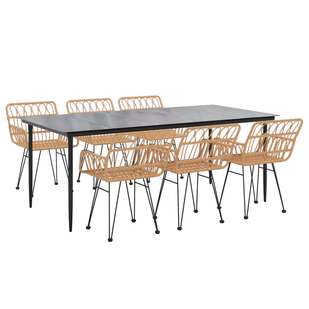 7 pcs conjunto de jantar para jardim vime PE
