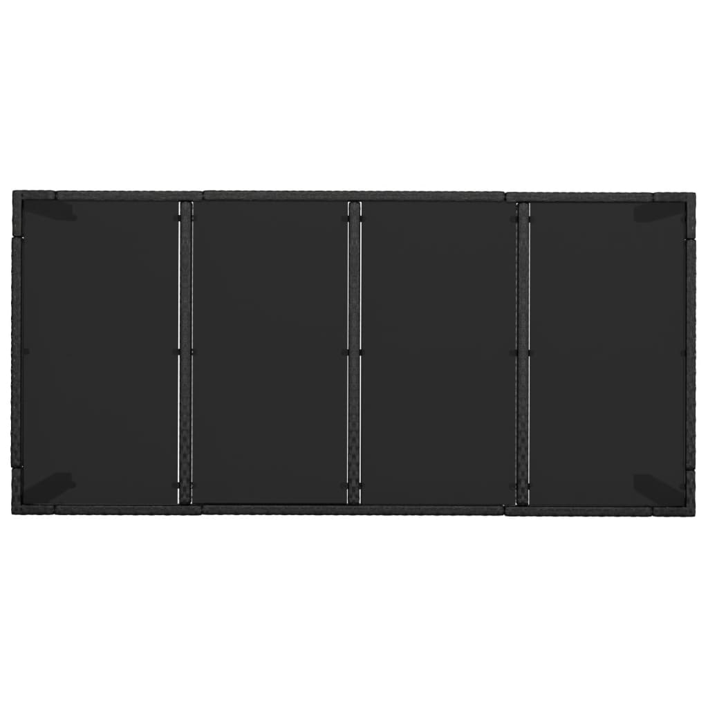 7 pcs conjunto de jantar p/ jardim c/ almofadões vime PE preto
