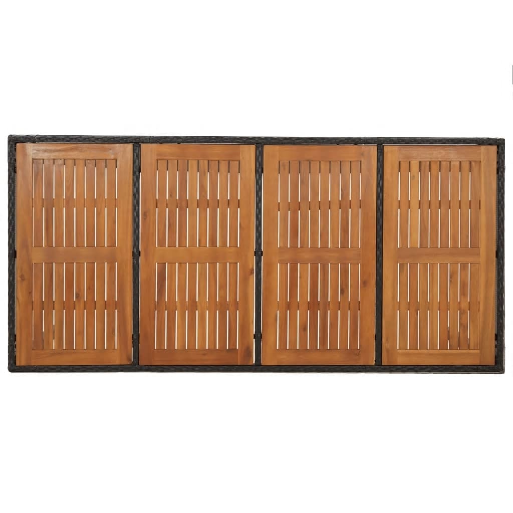 7 pcs conjunto de jantar p/ jardim c/ almofadões vime PE preto