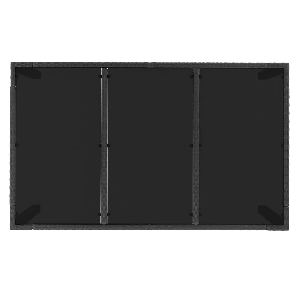 7 pcs conjunto jantar jardim c/ almofadões vime PE preto/cinza