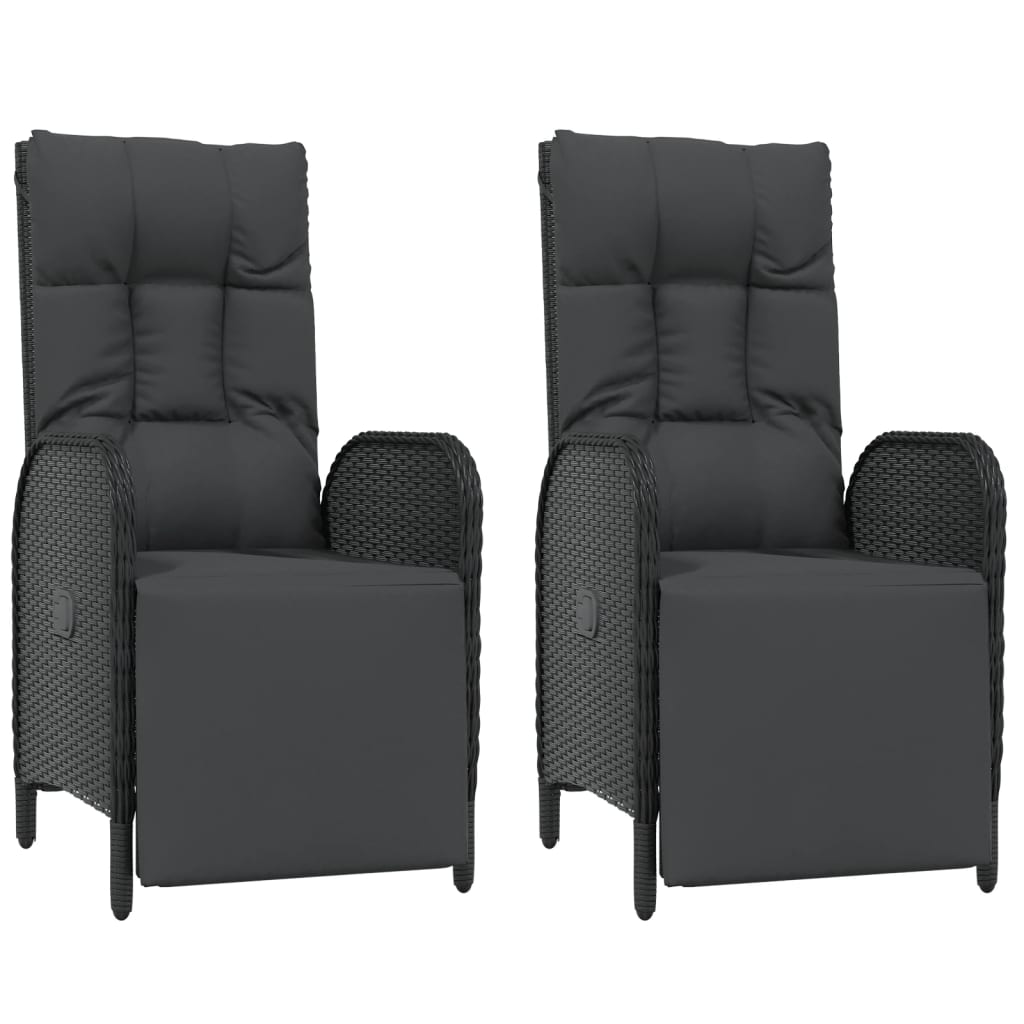7 pcs conjunto de jantar p/ jardim c/ almofadões vime PE preto