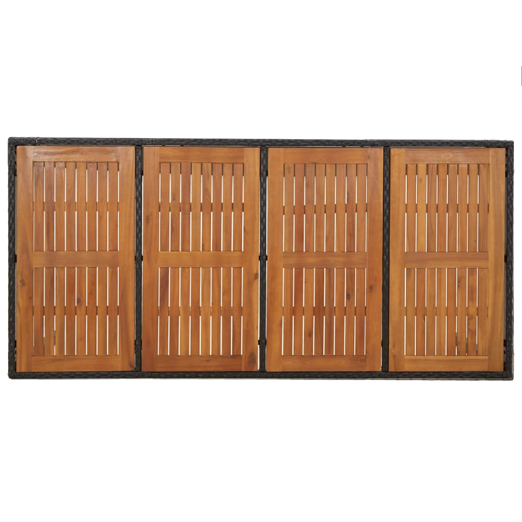 7 pcs conjunto de jantar p/ jardim c/ almofadões vime PE preto