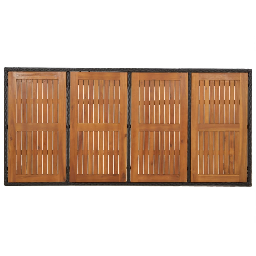 7 pcs conjunto de jantar p/ jardim c/ almofadões vime PE preto