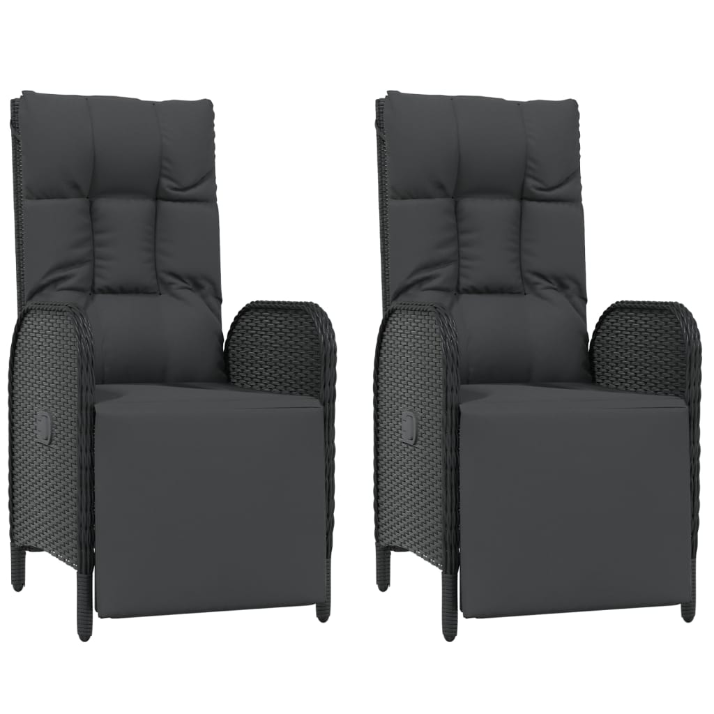 7 pcs conjunto de jantar p/ jardim c/ almofadões vime PE preto