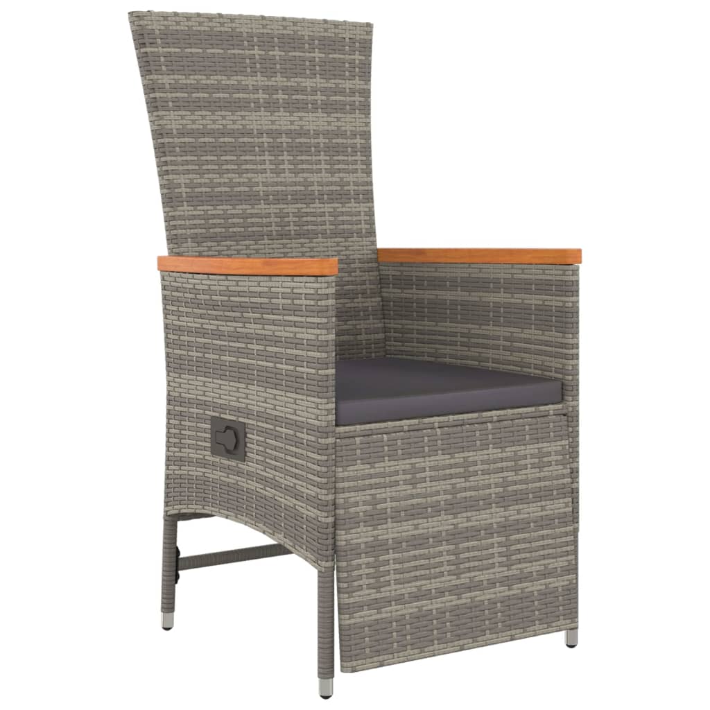 3 pcs conjunto de jantar p/ jardim c/ almofadões vime PE preto