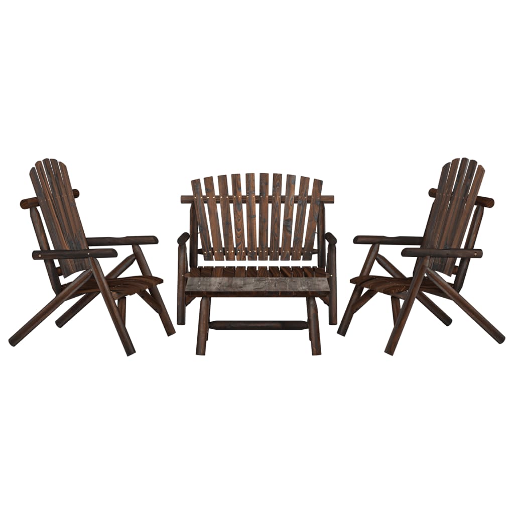 4 pcs conjunto lounge de jardim madeira de abeto maciça