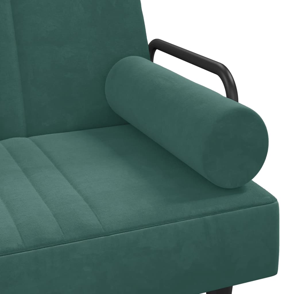 Sofá-cama em forma de L 260x140x70 cm veludo verde-escuro