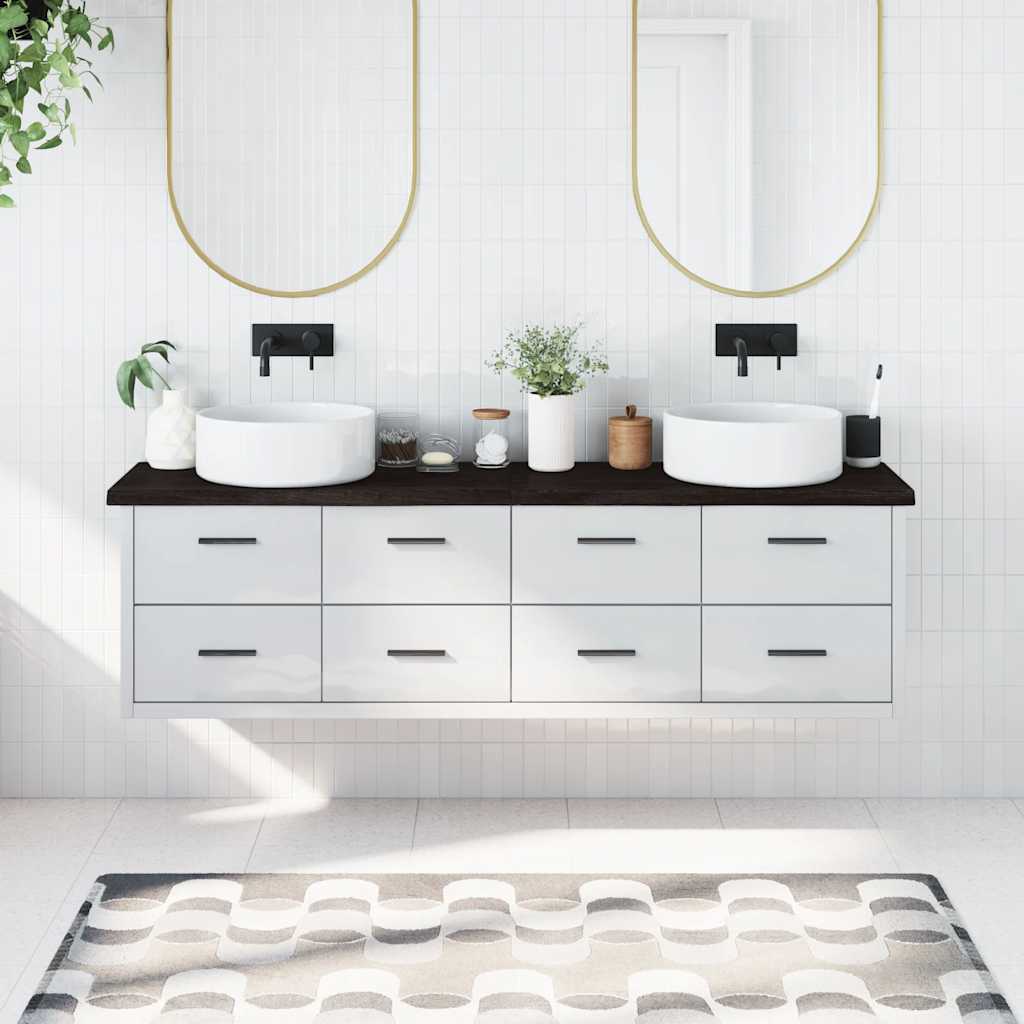 Bancada p/ WC 180x40x(2-4)cm madeira tratada maciça castanho