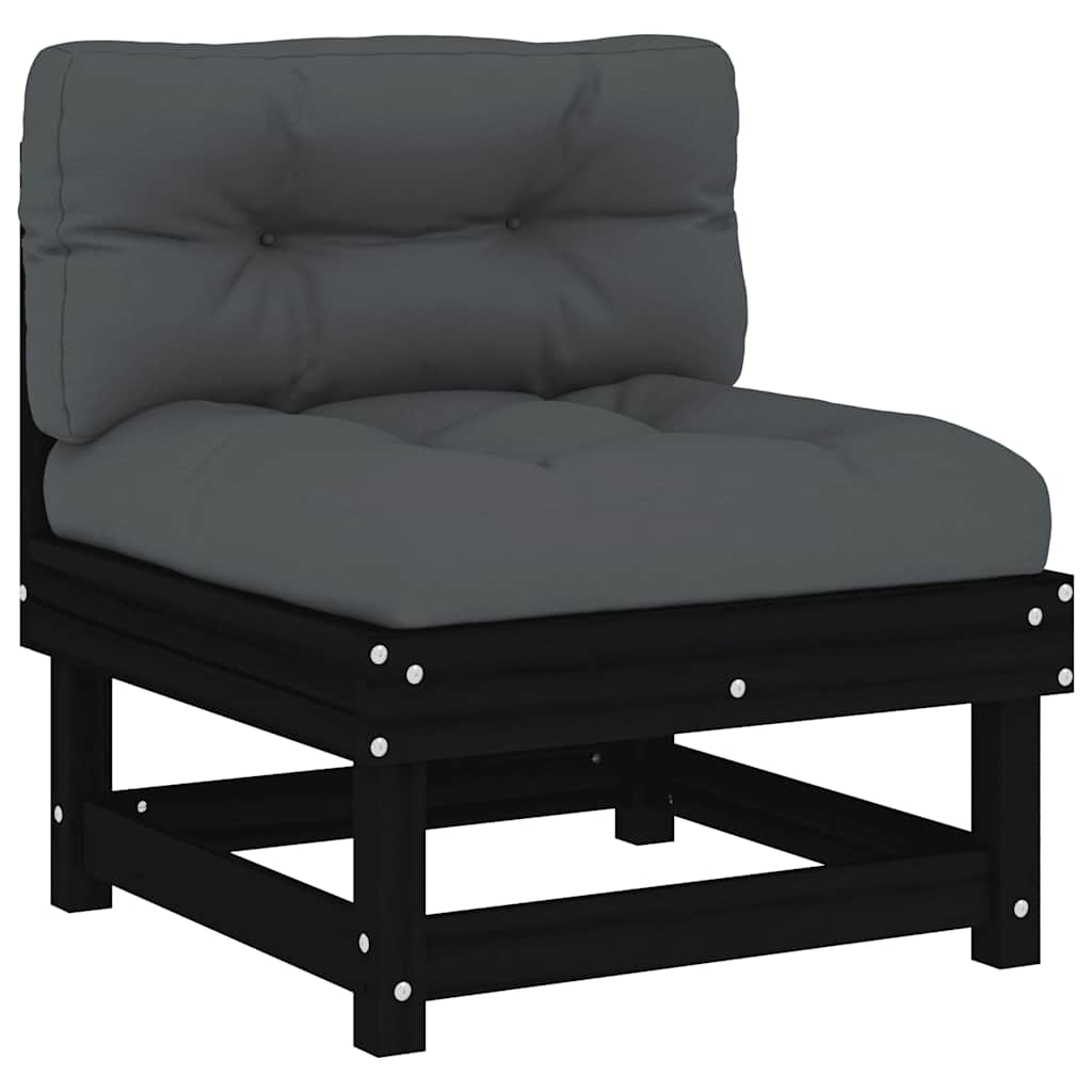 5pcs conjunto lounge jardim com almofadões madeira maciça preto