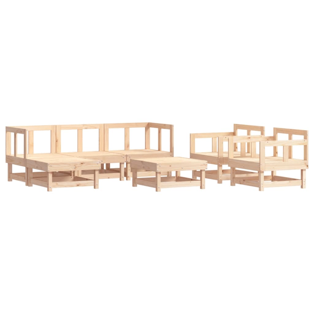 7 pcs conjunto lounge de jardim com almofadões madeira maciça