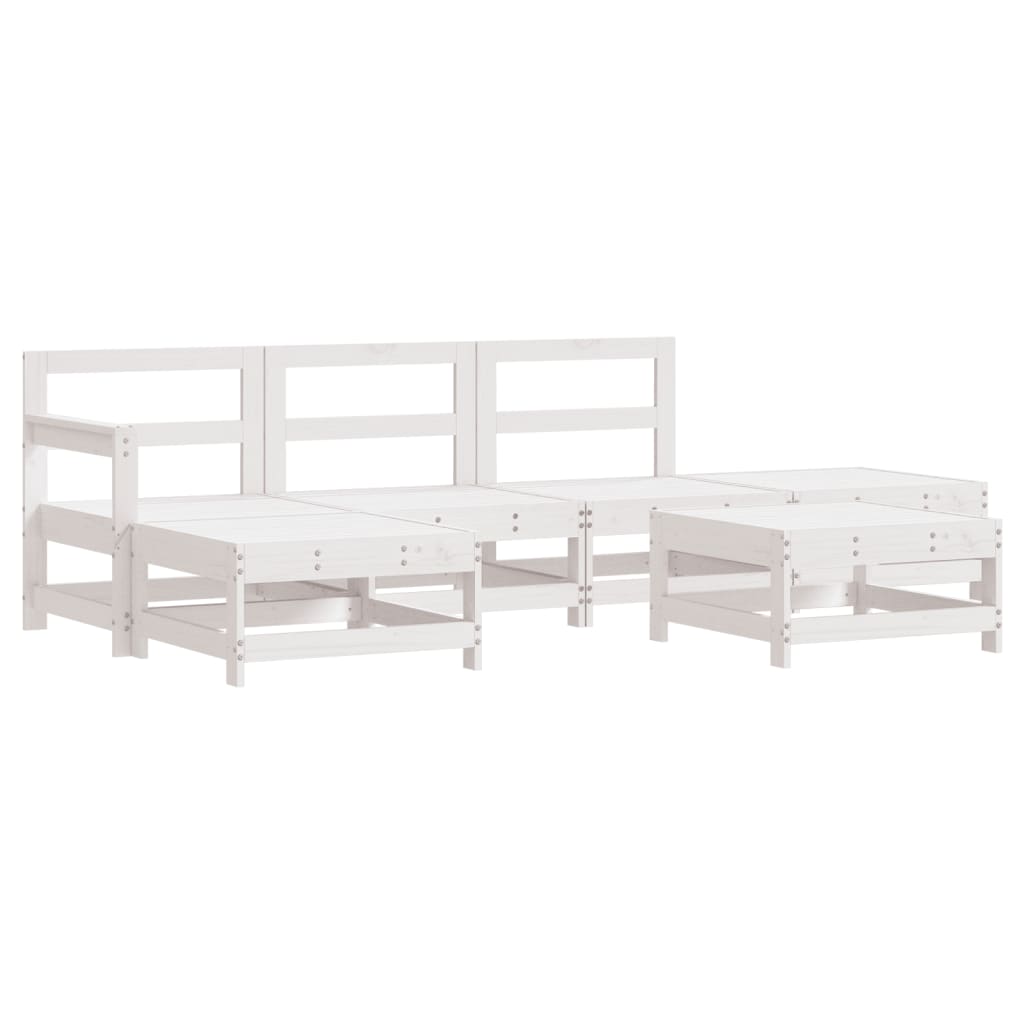 6pcs conjunto lounge jardim c/ almofadões madeira maciça branco