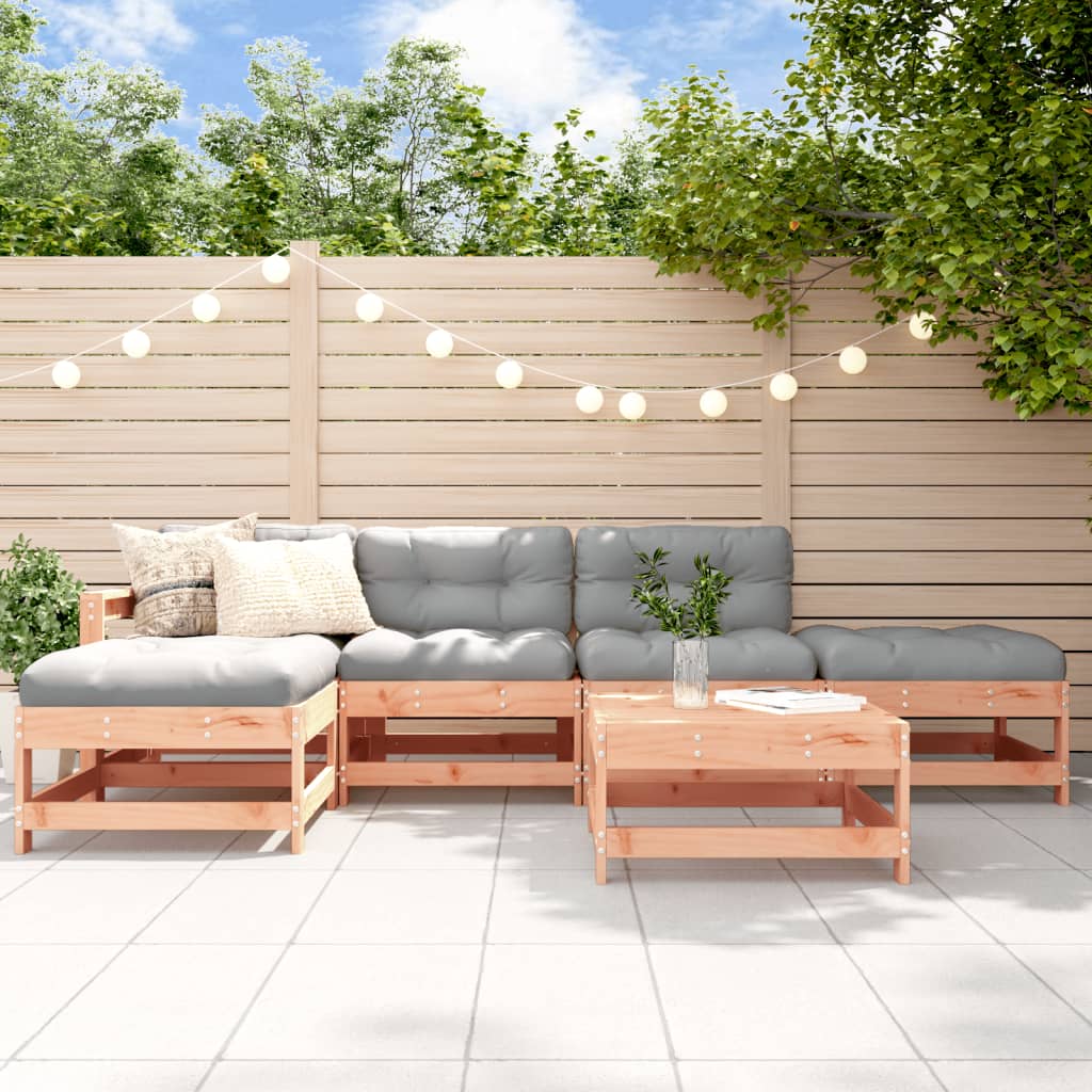 6 pcs conjunto lounge de jardim com almofadões douglas maciça