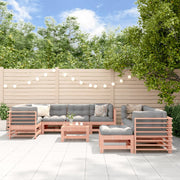10 pcs conj. lounge jardim c/ almofadões madeira douglas maciça