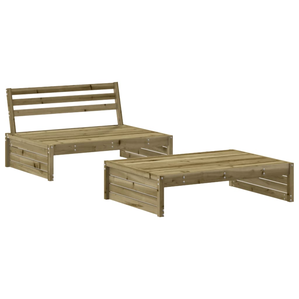 2 pcs conjunto lounge de jardim c/ almofadões pinho impregnado