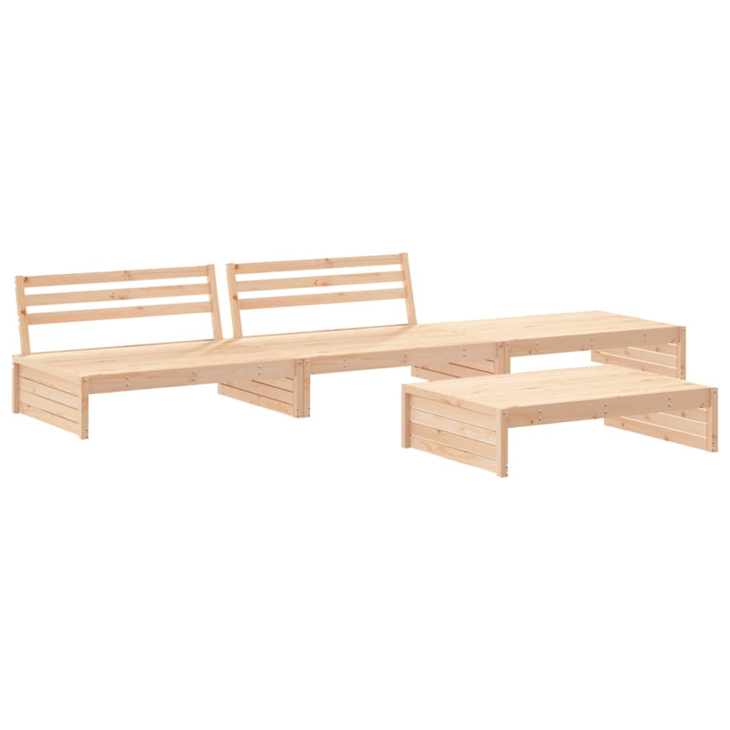 4 pcs conjunto lounge jardim com almofadões madeira maciça