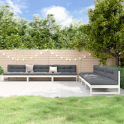 6 pcs conjunto lounge de jardim pinho maciço branco