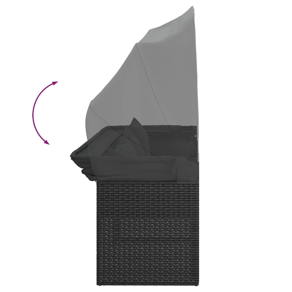 4 pcs conjunto de sofás para jardim c/ almofadões vime PE preto