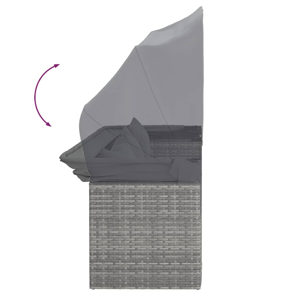 4 pcs conjunto sofás de jardim c/ almofadões vime PE cinzento